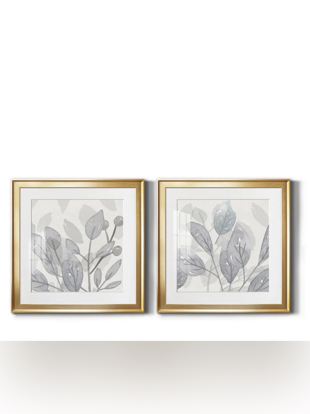 Framed Botanical Wall Art Print Set in Gold